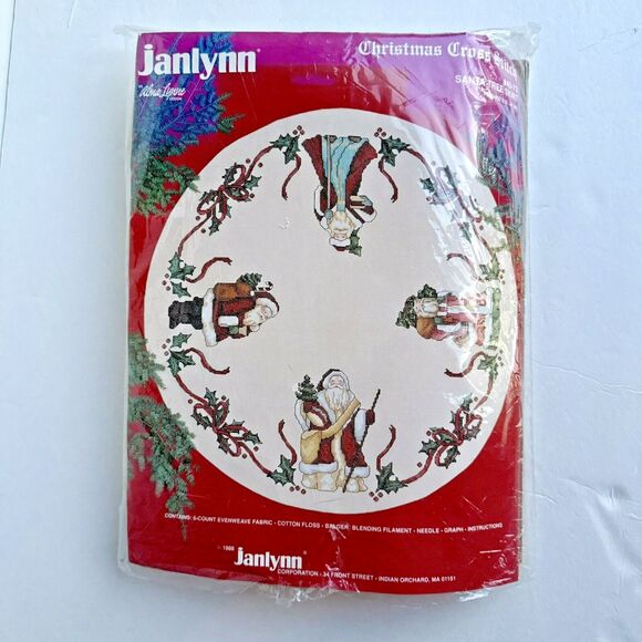 Incomplete Janlynn Christmas Counted Cross Stitch Santa Tree Skirt Kit Holiday - Picture 1 of 8